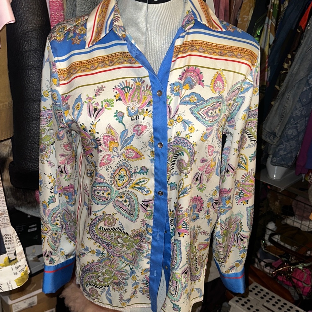 Zara Multicolor Paisley Button Down Shirt